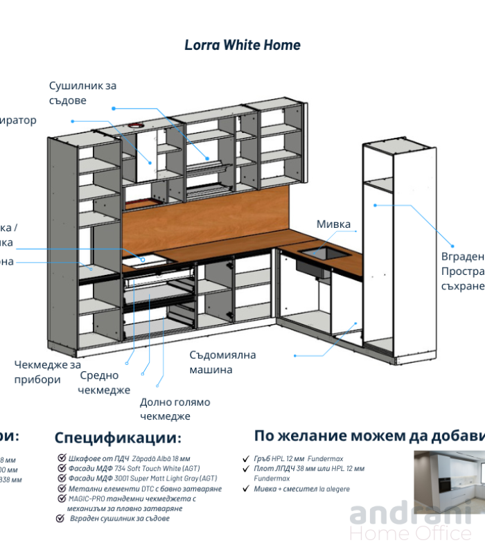 Модулна кухня  - LORRA WHITE HOME
