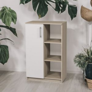 Частично затворен шкаф с една странична врата